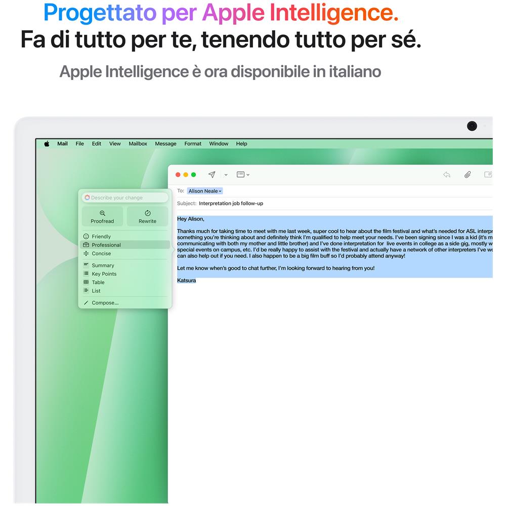 APPLE iMac 24"Retina Display 4,5K, Chip M4 con CPU 10-core, GPU 10-core, 16GB, 256GB SSD, Verde
