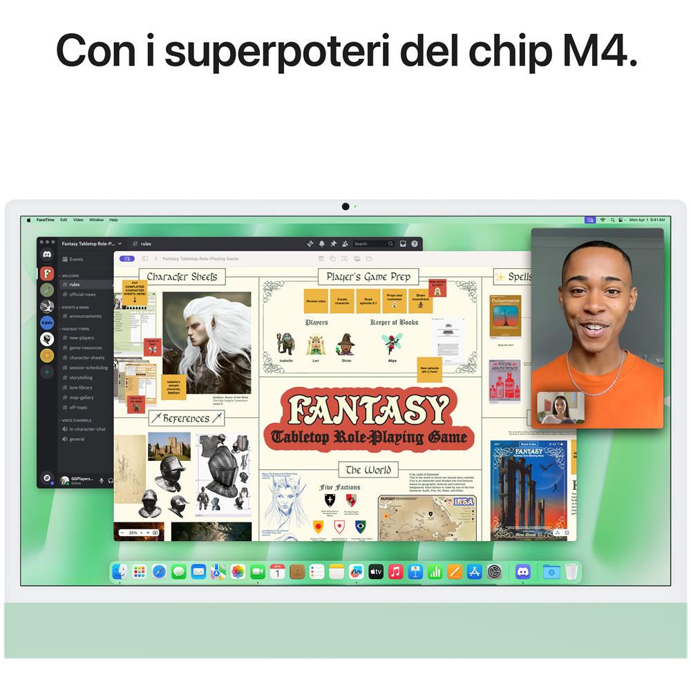 APPLE iMac 24"Retina Display 4,5K, Chip M4 con CPU 10-core, GPU 10-core, 16GB, 256GB SSD, Verde