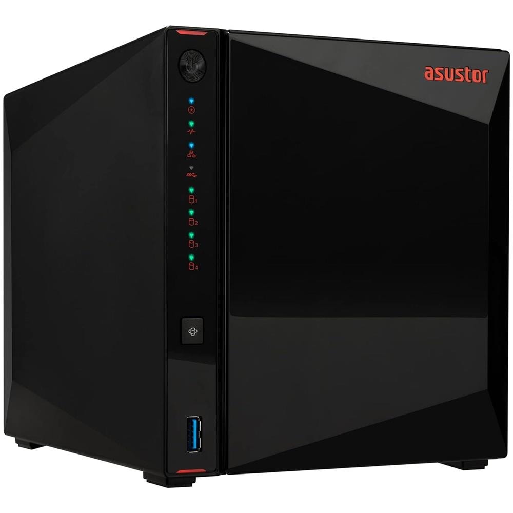 ASUSTOR Nimbustor 4 Gen2 (AS5404T) Nas Tower 4 Bay + 4XM. 2 Nvme Processore Intel Celeron N5105 Capacità 4GB Ram