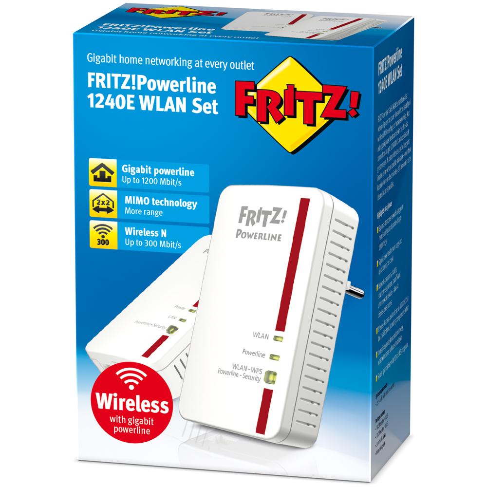 AVM FRITZ BOX Powerline 1240E Kit di 2 Powerline 1200 Mbps 1 x LAN Gigabit Wi-Fi N300
