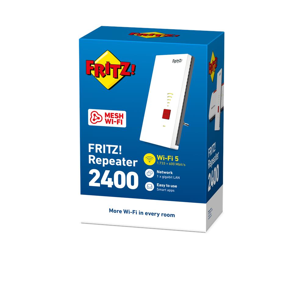 AVM FRITZ BOX !Repeater 2400 Ripetitore WiFi Mesh Dual- Band Colore Grigio / Bianco