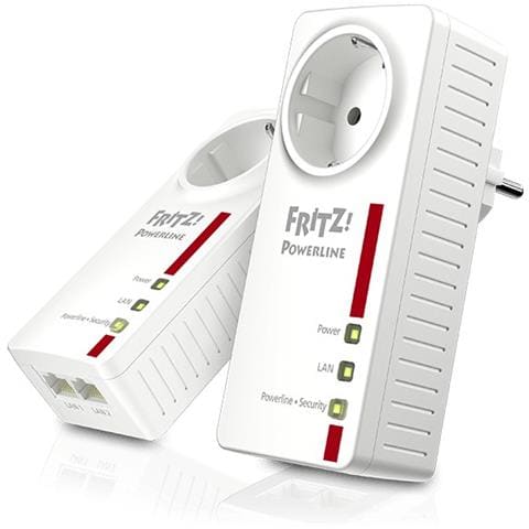 AVM FRITZ BOX Confezione da 2 pezzi Adattatore Powerline 1220E WLAN Set 1200 Mbit / s Collegamento ethernet LAN Colore Bianco