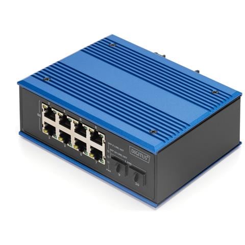DIGITUS Switch industriale 8 + 2 porte Gigabit Ethernet PoE