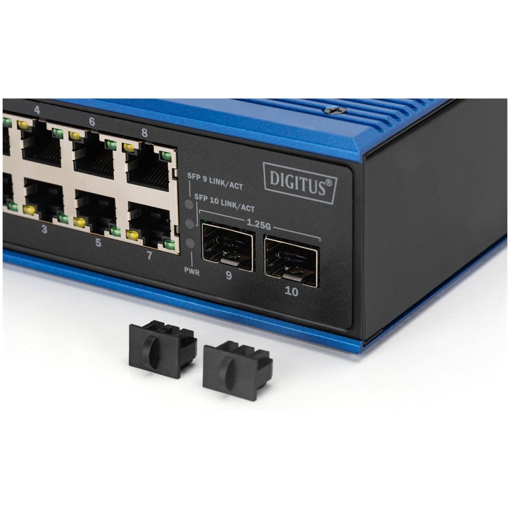 DIGITUS Switch industriale 8 + 2 porte Gigabit Ethernet PoE