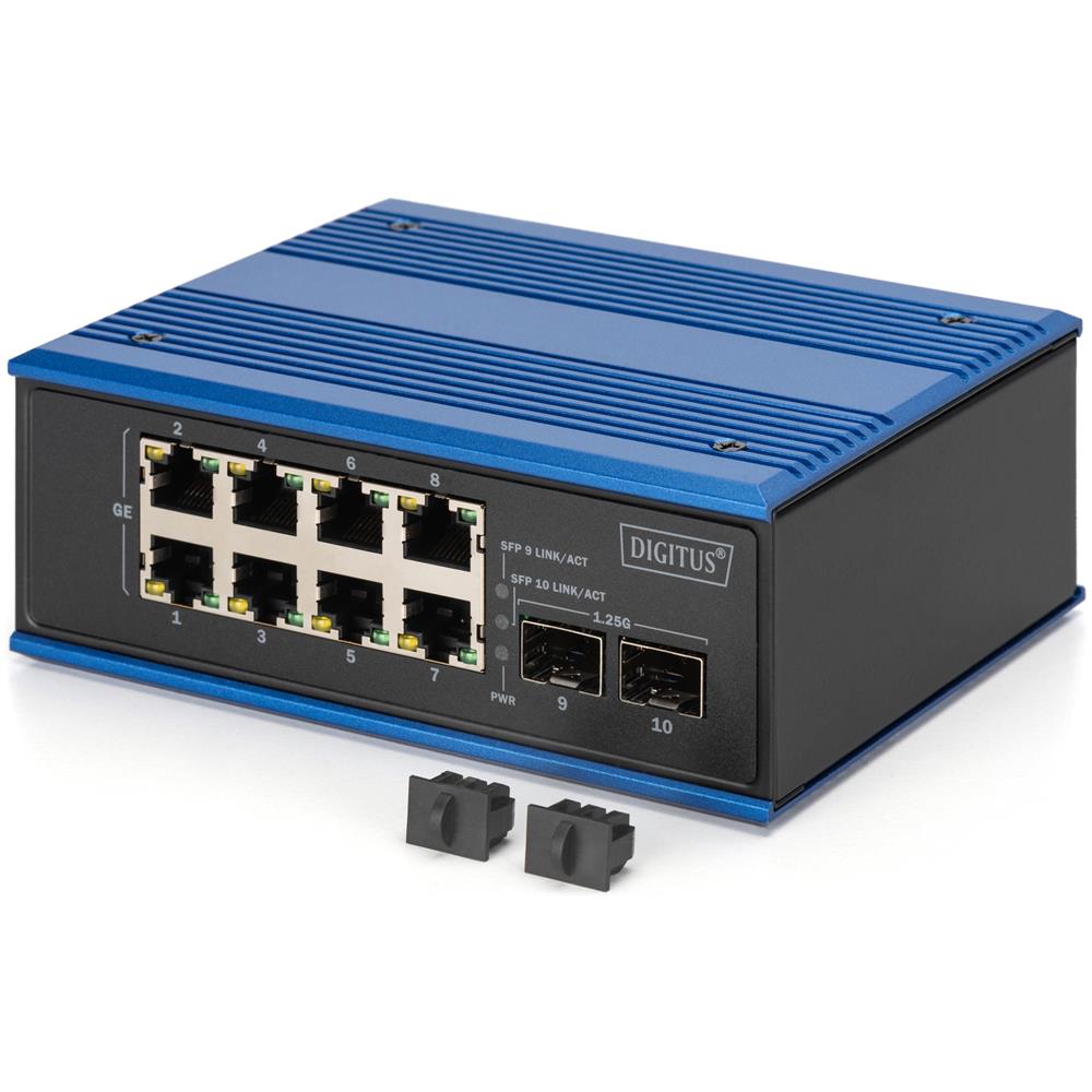 DIGITUS Switch industriale 8 + 2 porte Gigabit Ethernet PoE