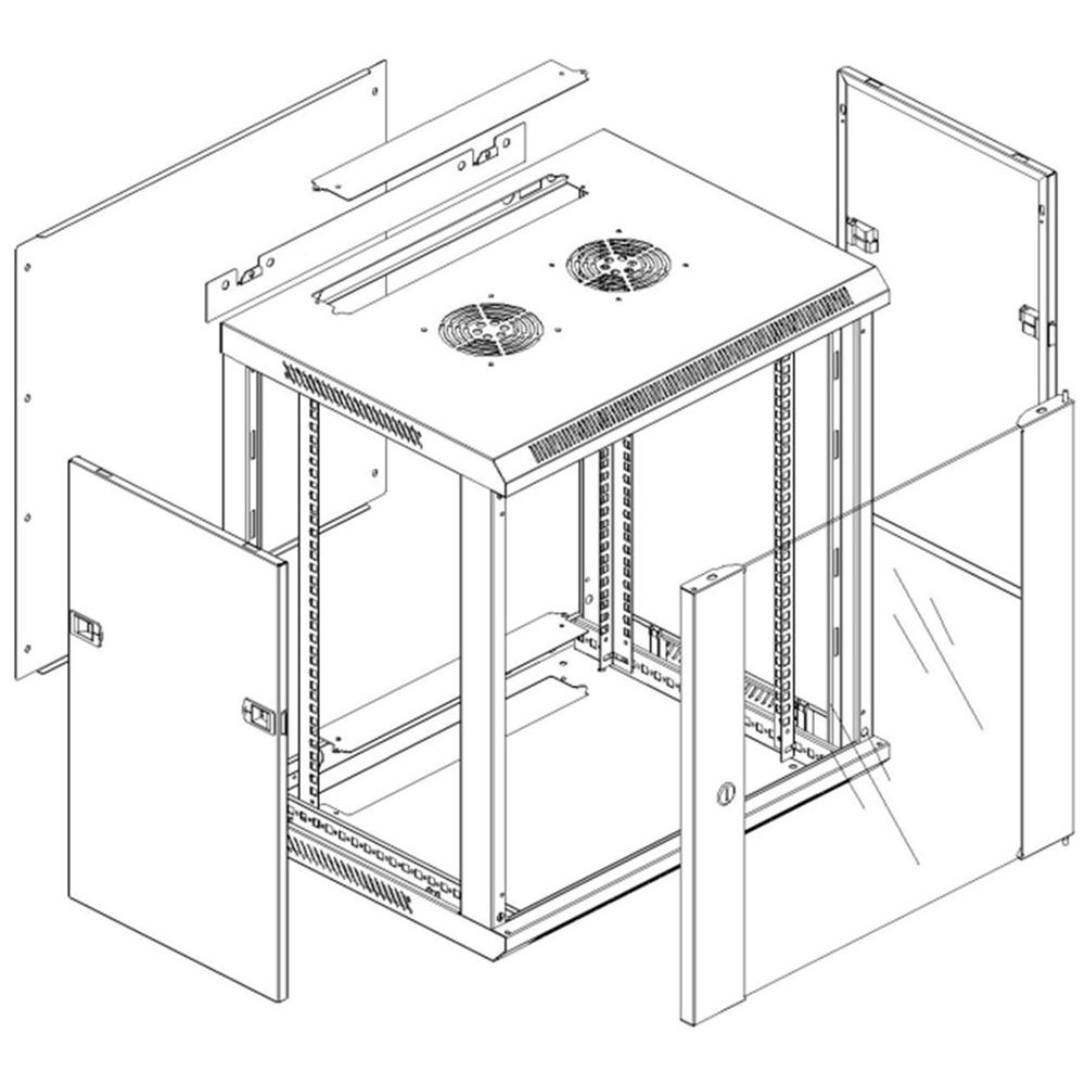 INTELLINET I-CASE EW-2015GL - Armadio Rack 19'' a muro 15 unità sezione unica prof. 450mm Grigio