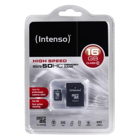 Intenso 16GB MicroSDHC, 16 GB, Micro Secure Digital High-Capacity (MicroSDHC) , 20 MB / s, Nero, 1,1 cm, 1,5 cm