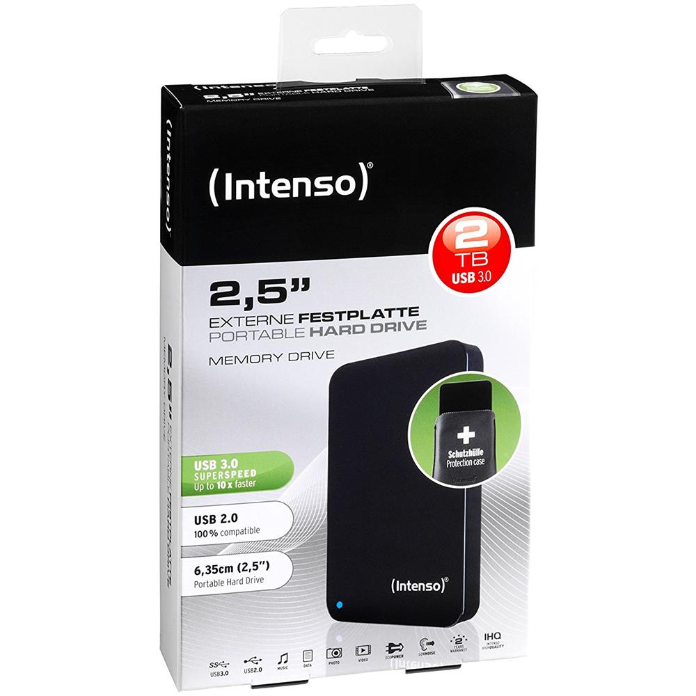 Intenso Hard Disk Esterno Memory Drive 2TB Interfaccia USB 3.0 Colore Nero
