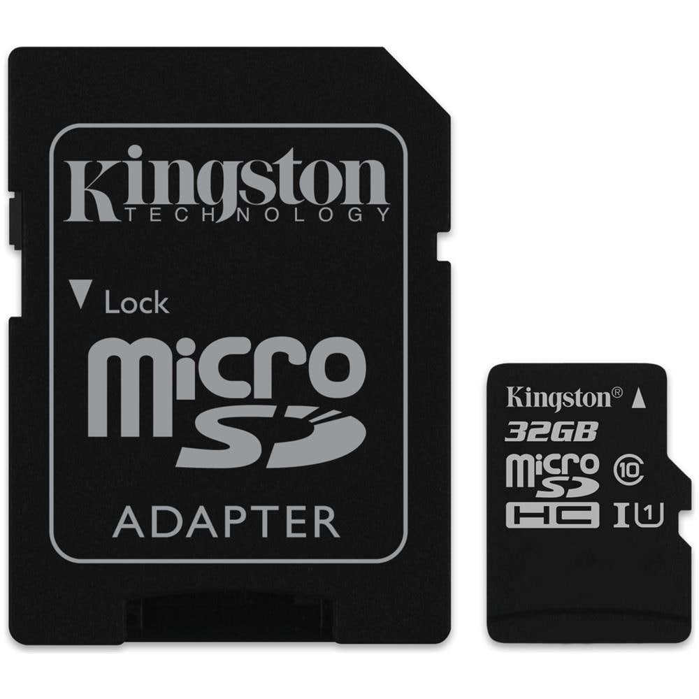 KINGSTON MicroSD da 32 GB Velocità UHS-I di Classe 10 fino a 80MB / s in lettura + Adattore SD