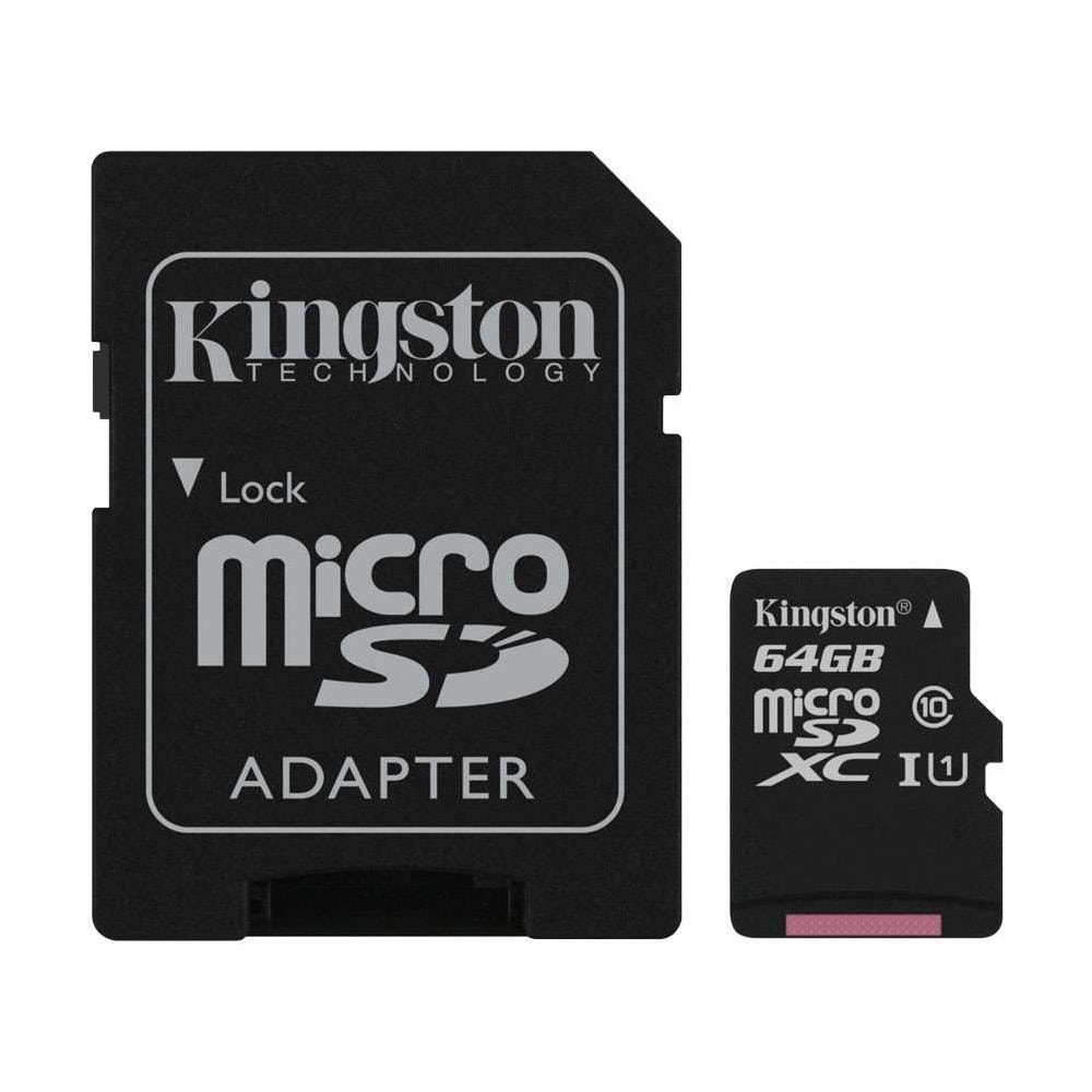 KINGSTON MicroSD da 64 GB Velocità UHS-I di Classe 10 fino a 80MB / s in lettura + Adattore SD