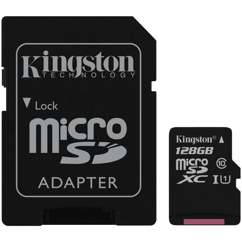 KINGSTON MicroSD da 128 GB Velocità UHS-I di Classe 10 fino a 80MB / s in lettura + Adattore SD