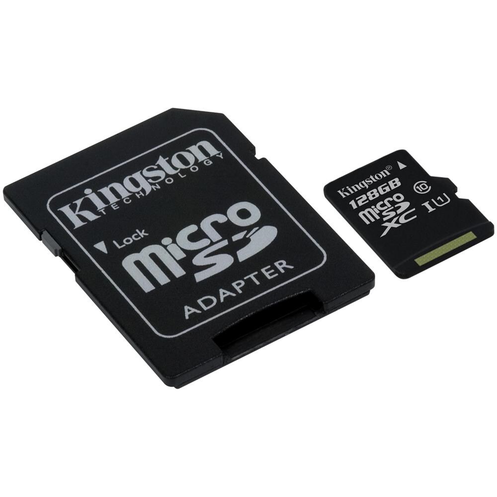KINGSTON MicroSD da 128 GB Velocità UHS-I di Classe 10 fino a 80MB / s in lettura + Adattore SD