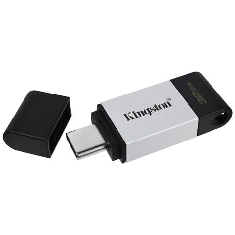 KINGSTON Chiavetta USB 32 GB DataTraveler 80 Interfaccia USB 3.2 Colore Argento / Nero