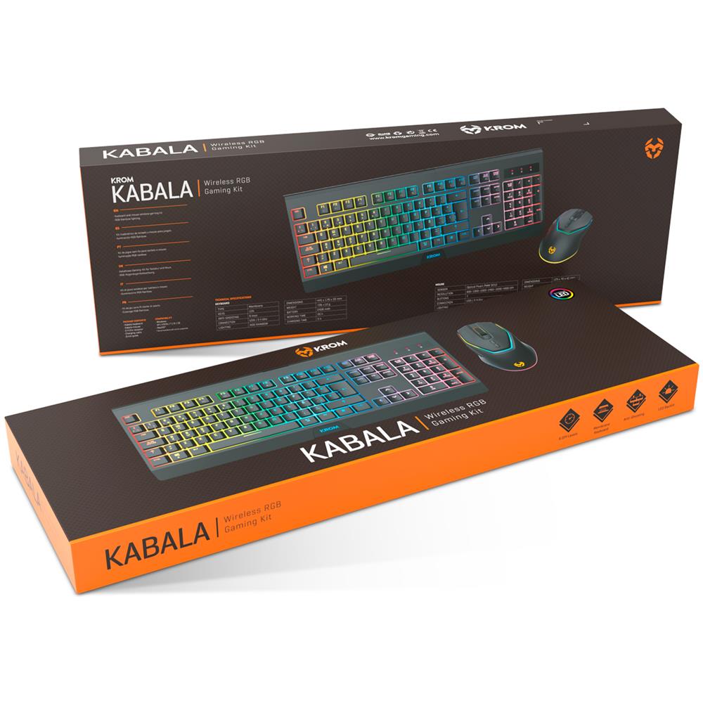 Krom KABALA tastiera Mouse incluso Gaming RF Wireless QWERTY Spagnolo Nero