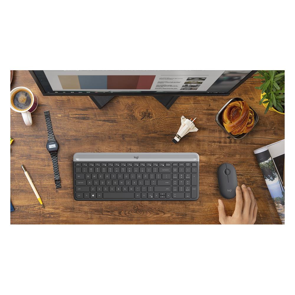LOGITECH Kit di Mouse e Tastiera Wireless MK470 dal Design Ultrasottile Colore Grafite