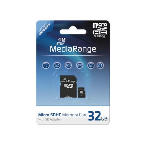 MEDIARANGE 32GB microSDHC, MicroSDHC, Class 10, Nero, SD, Blister