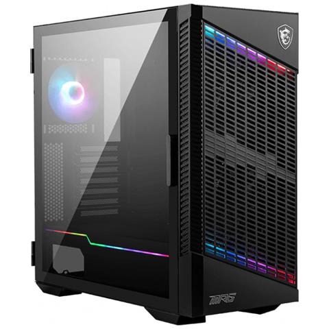 MSI Case Velox 100p Full Tower ATX / EATX / micro ATX / Mini-ITX 2 Porte USB 3.0 1 Porta 3.1 Colore Nero (Finestrato)
