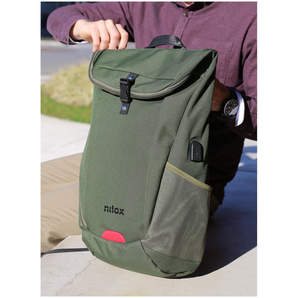 NILOX Zaino per Notebook Outdoor Backpack fino a 15.6" Colore Verde
