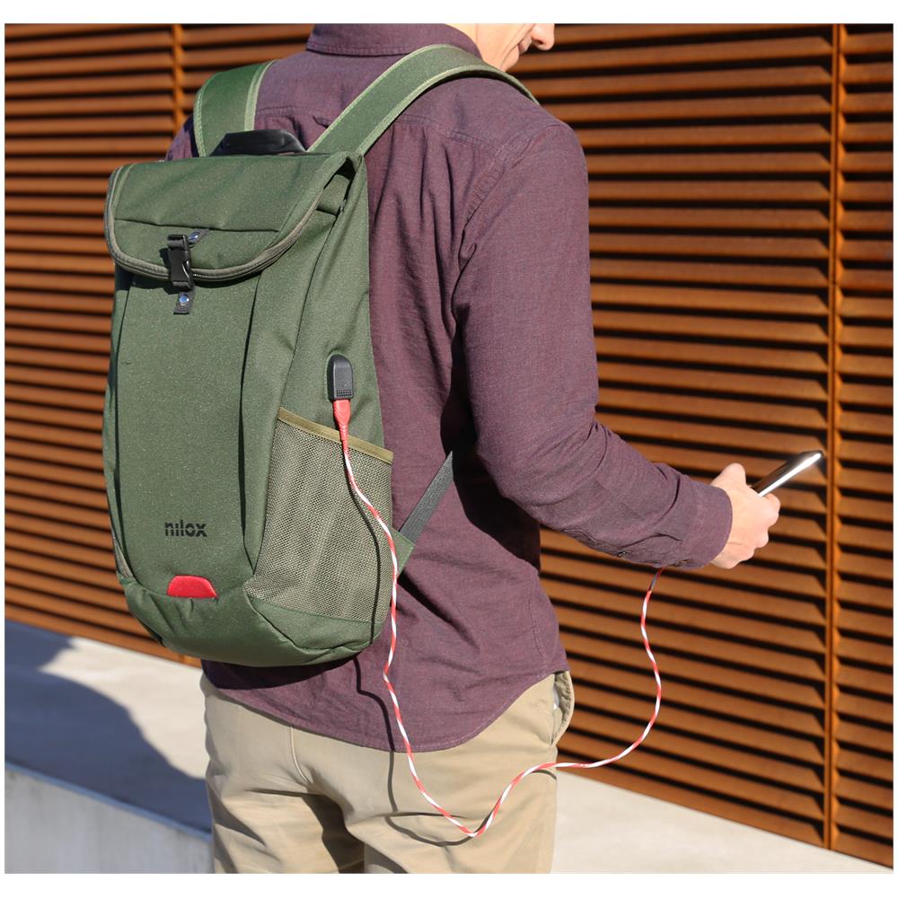 NILOX Zaino per Notebook Outdoor Backpack fino a 15.6" Colore Verde