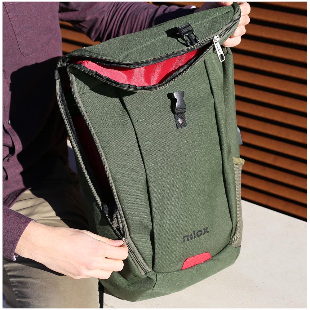 NILOX Zaino per Notebook Outdoor Backpack fino a 15.6" Colore Verde