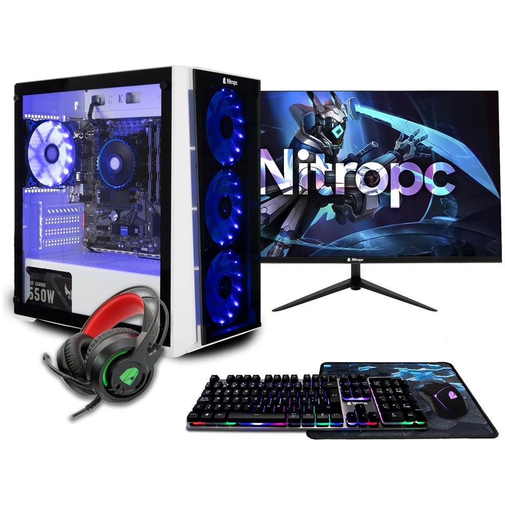 Nitropc PC Gaming Completo Bronze AMD Ryzen 5 PRO 4650G RAM 16 GB DDR4 SSD 1 TB AMD Radeon RX Vega7 2 GB Windows 11 Home Monitor 24" e Accessori