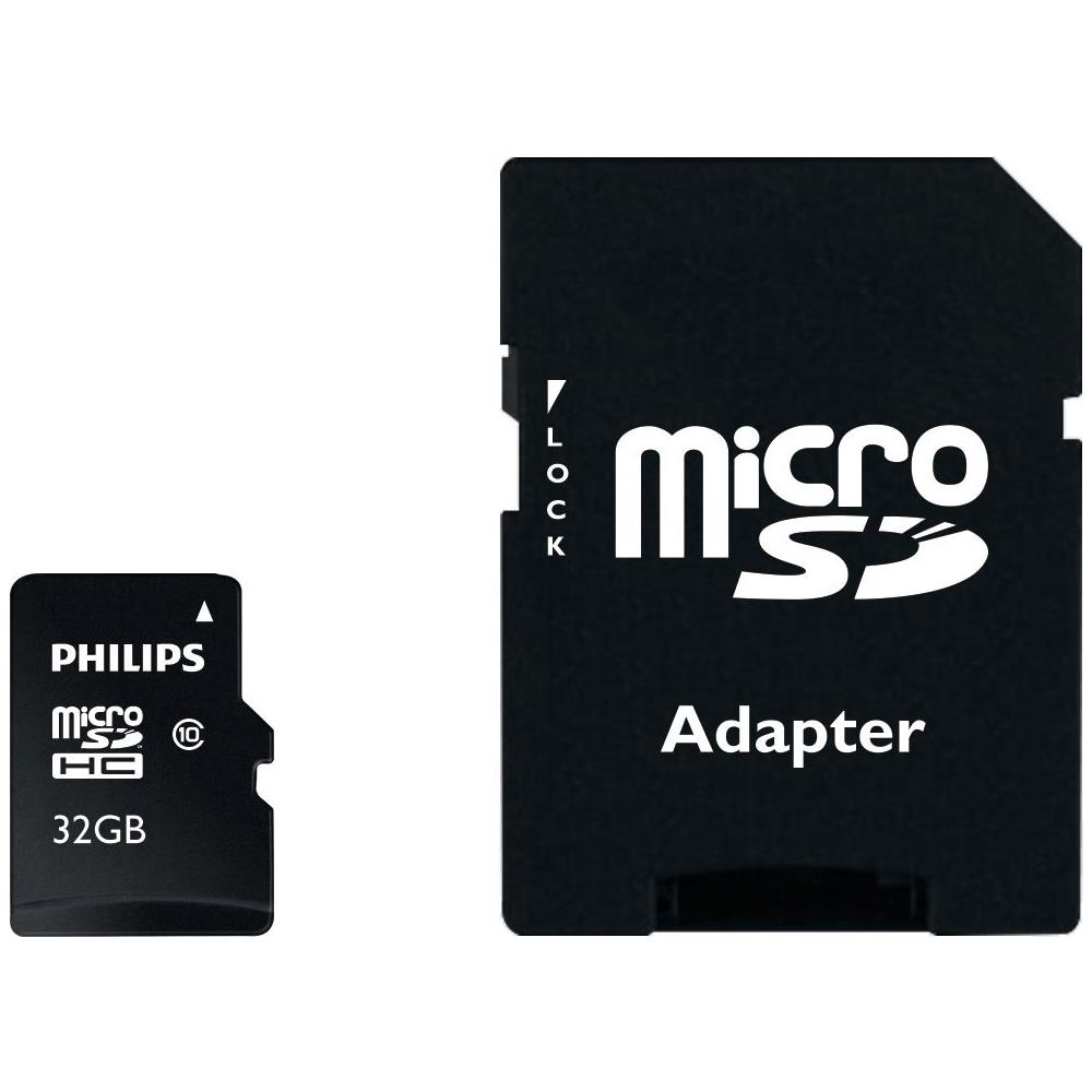 PHILIPS 32GB microSD, 32 GB, Micro Secure Digital (MicroSD) , Nero, SD