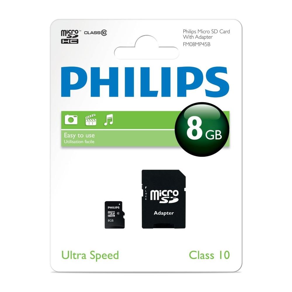 PHILIPS Mem. Micro Sd 8gb Cl. 10 C / Adattatore Sd