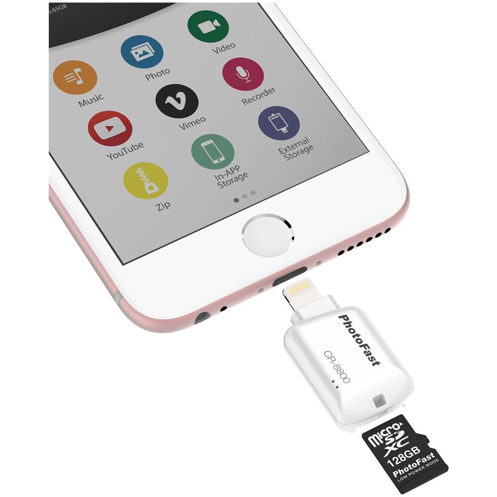 PhotoFast CR8800W Lettore micro SD per Iphone / Ipad / Ipod colore bianco