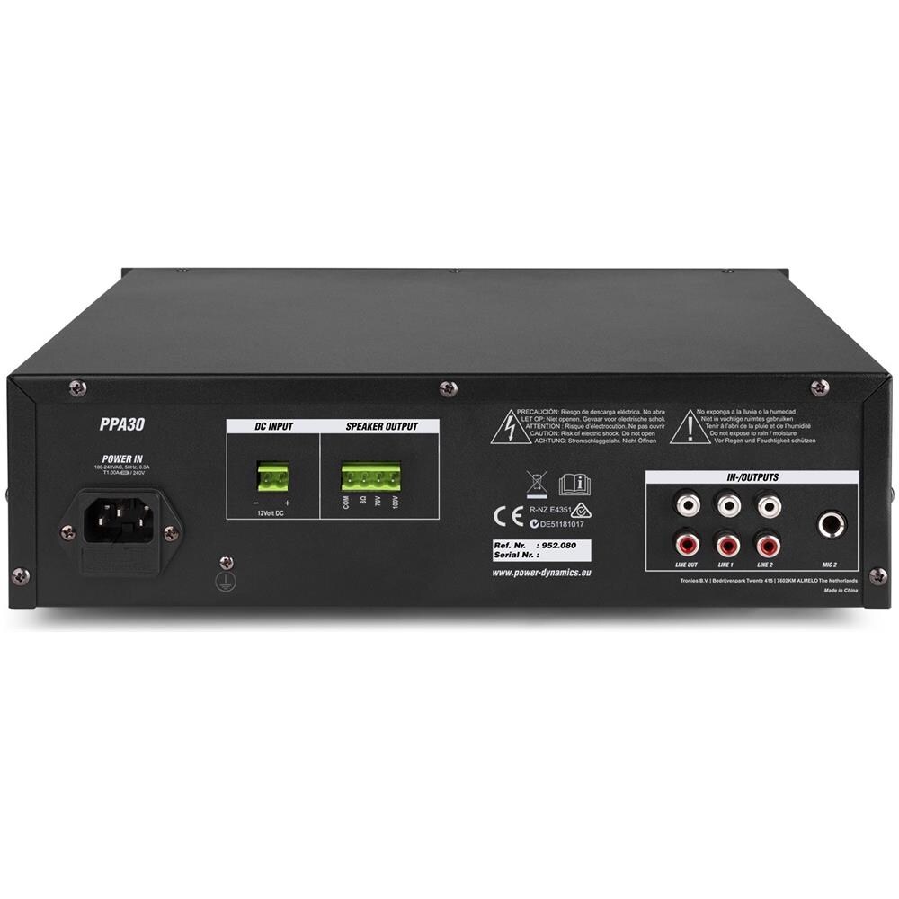 POWER DYNAMICS Amplificatore 100v Ibrido 8 Ohm Filodiffusione Linea Bluetooth + Usb + Telecomando