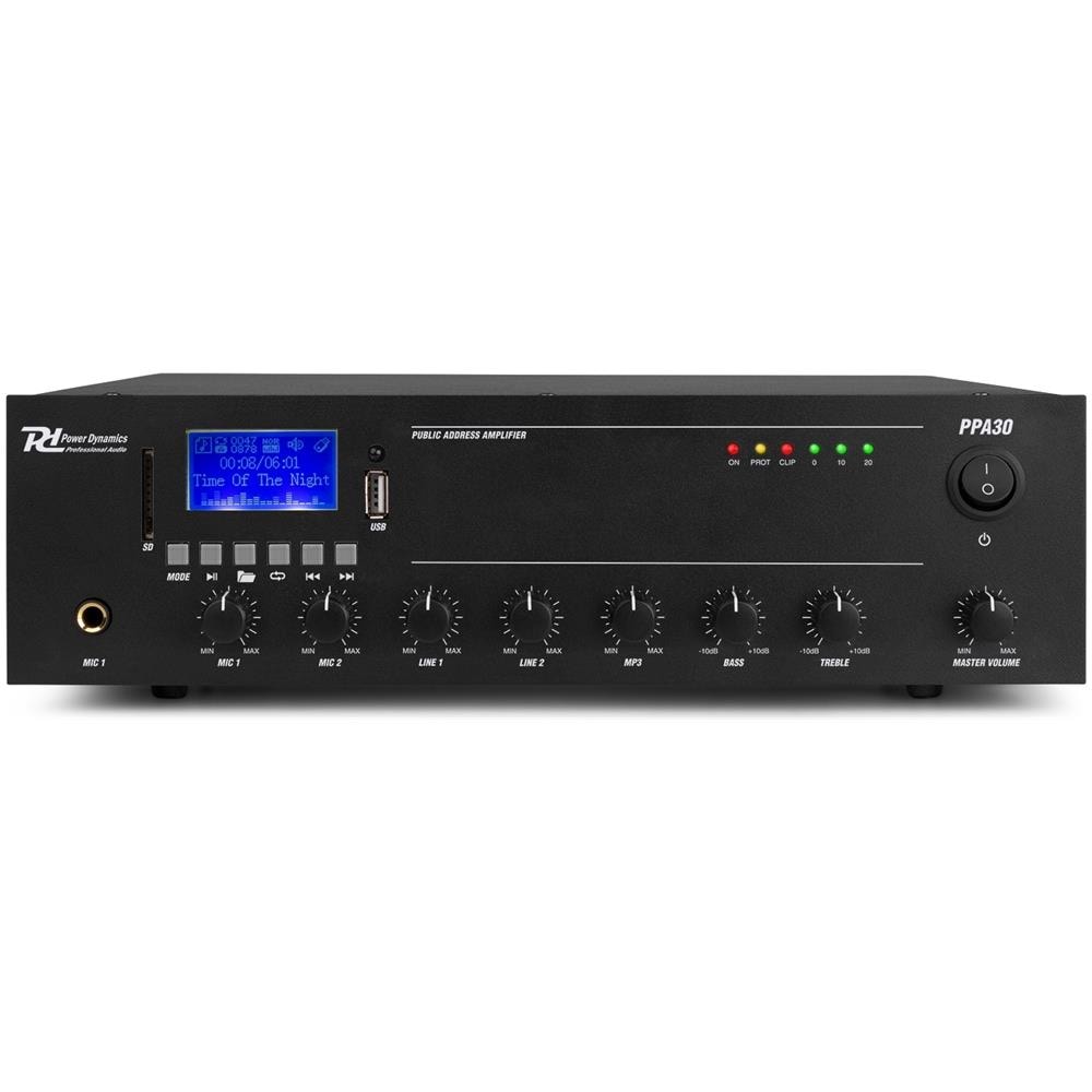 POWER DYNAMICS Amplificatore 100v Ibrido 8 Ohm Filodiffusione Linea Bluetooth + Usb + Telecomando