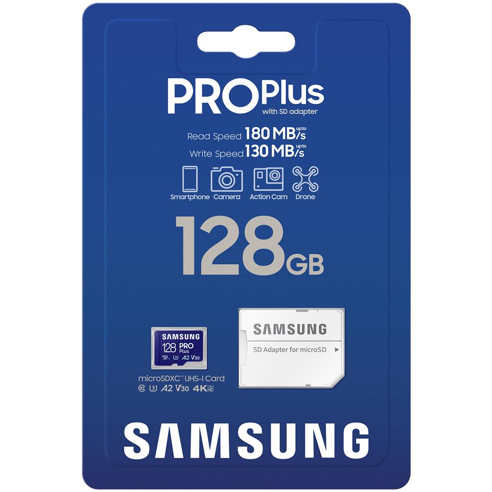 SAMSUNG MicroSD da 128 GB Velocità UHS-I di Classe 10 fino a 180 MB / s in lettura + Adattore SD