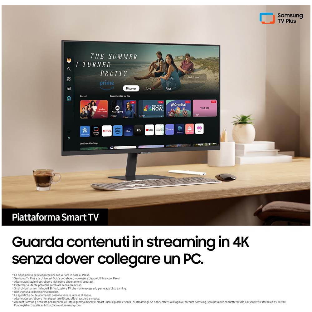 Samsung Monitor 32" LED VA Flat LS32DM700UUXEN 3840 x 2160 4K Ultra HD Tempo di Risposta 4 ms