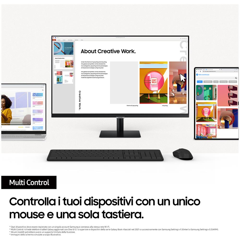 Samsung Monitor 32" LED VA Flat LS32DM700UUXEN 3840 x 2160 4K Ultra HD Tempo di Risposta 4 ms