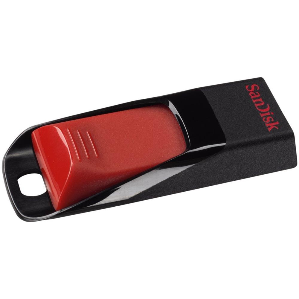SANDISK Chiavetta USB Cruzer Edge, 64 GB, USB 2.0, 128-bit AES, Slide, Nero, Rosso, SanDisk SecureAccess