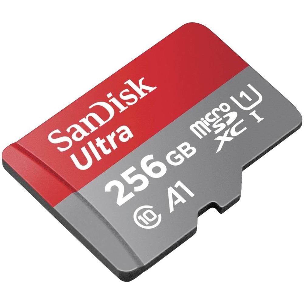 SANDISK Micro SD SDSQUAC-256G-GN6MA 256 GB con Adattatore Classe UHS I, 1 (U1) Rosso Colore Grigio / Rosso