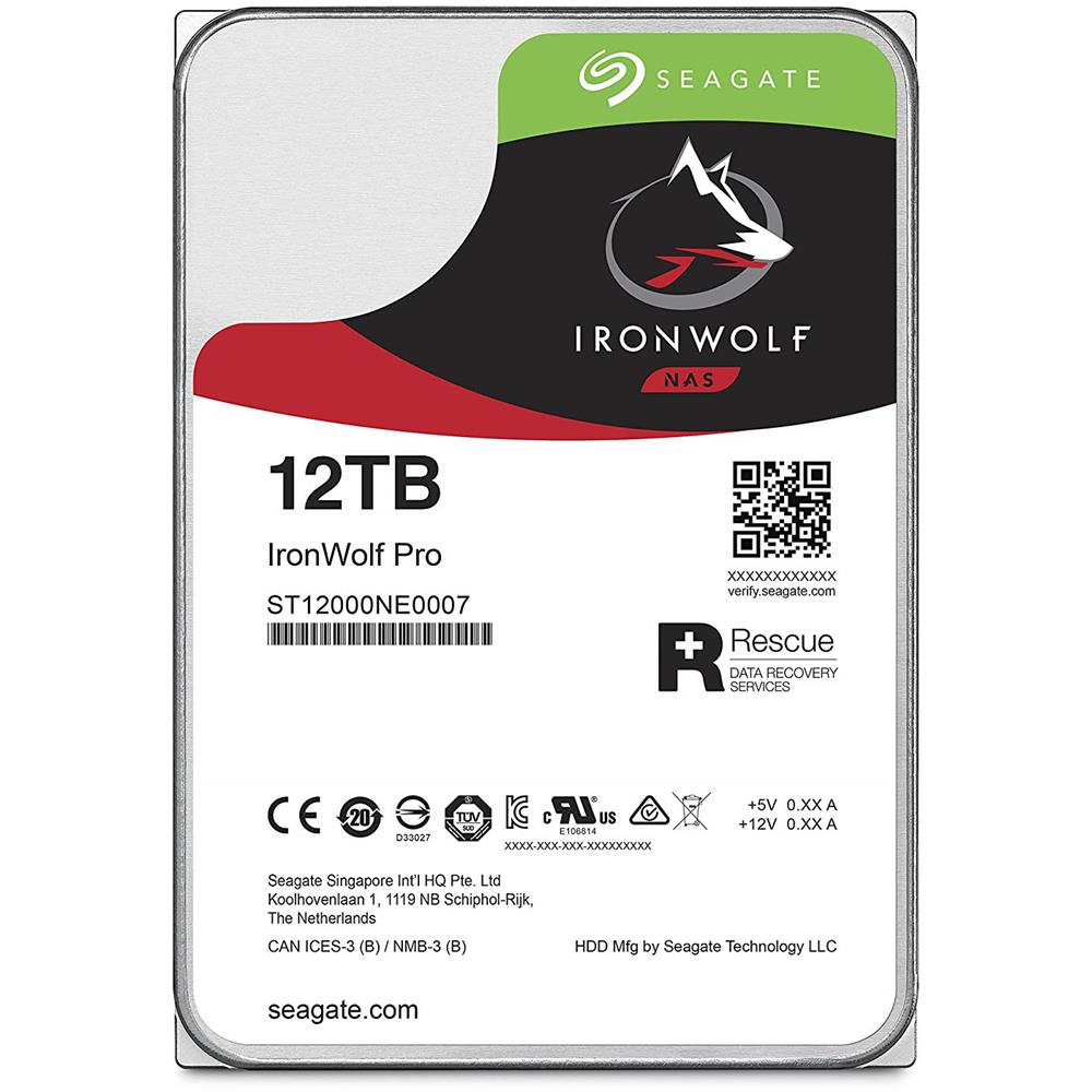 SEAGATE Hard Disk Interno per NAS IronWolf Pro 12 TB 3.5" Interfaccia Sata III 6 Gb / s Buffer 256 MB 7200 Rpm