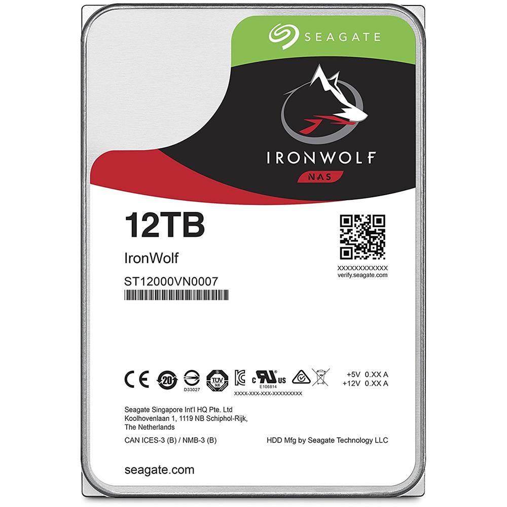 SEAGATE Hard Disk Interno IronWolf per NAS 12 TB 3.5'' Interfaccia Sata 6 Gb / s 7200 rpm 256 MB Buffer