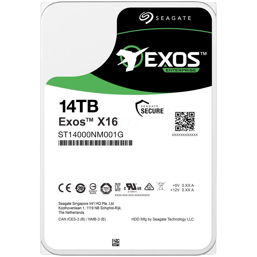 SEAGATE Hard Disk per NAS Exos X16 14 TB 3.5" Interfaccia Sata III 6 Gb / s Buffer 256 MB 7200 Rpm