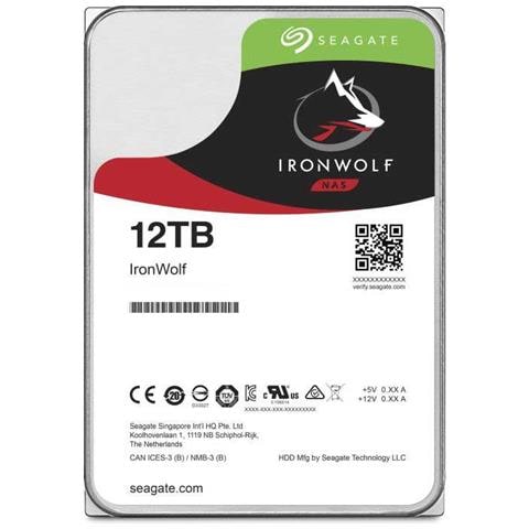 SEAGATE Hard Disk Interno per NAS IronWolf 12 TB 3.5" Interfaccia Sata III 6 Gb / s Buffer 256 MB 7200 Rpm