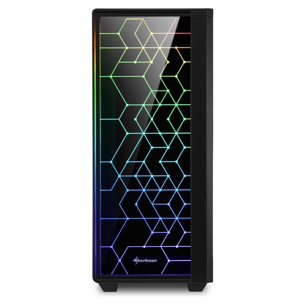 SHARKOON Case RGB LIT 100 Midi-Tower Mini-ITX, Micro-ATX, ATX 2 Porte USB 3.0 Colore Nero (Finestrato)