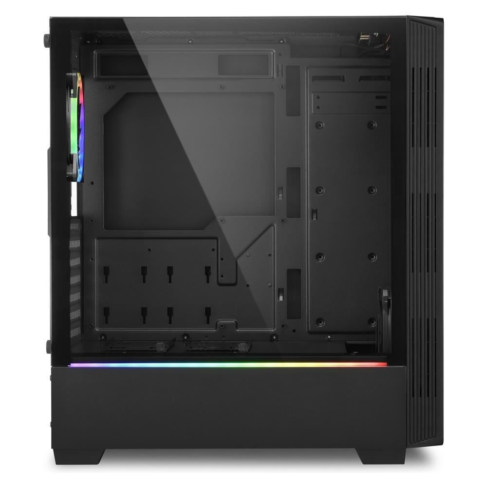 SHARKOON Case RGB LIT 100 Midi-Tower Mini-ITX, Micro-ATX, ATX 2 Porte USB 3.0 Colore Nero (Finestrato)