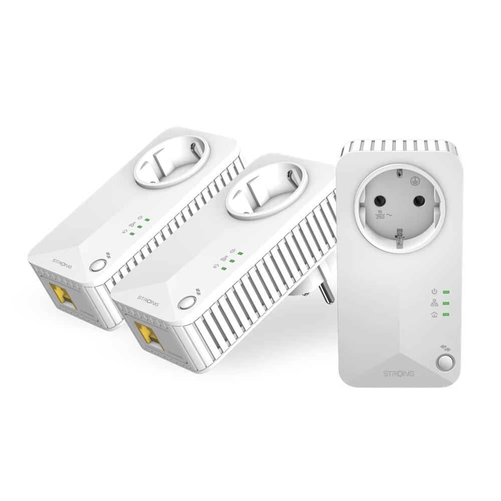 STRONG Powerline 600 Triple Pack EU V2 Confezione Tripla di 3 Adattatori Powerline 600 Colore Bianco