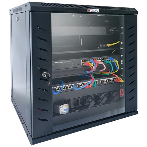 Techly Armadio Rack 19" a Muro 20 Unità P. 450 mm Flat Pack Nero