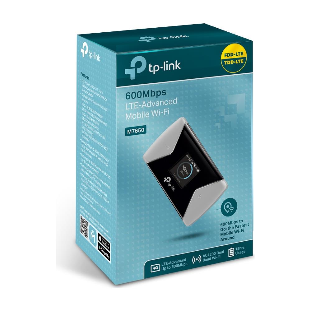 TP-LINK Router Portatile M7650 600 Mbps Dual Band 4G+ Wireless 1 x micro Usb Power / 1 x Micro SIM / 1 x Micro SD