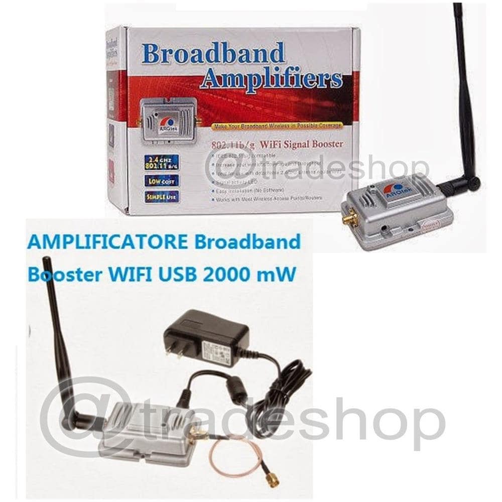 TrAdE shop Traesio® Amplificatore Broadband Booster Wifi Usb 2000 Mw Amplificatore Di Segnale Wifi