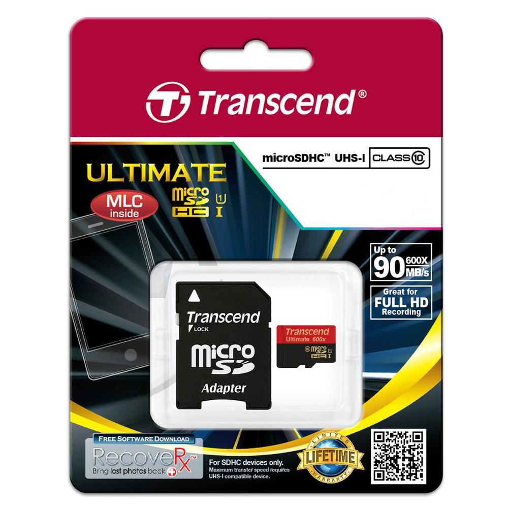 TRANSCEND Scheda microSD 16 GB Class 10 Serie UHS-I 600x (Ultimate) Adattatore SD Incluso