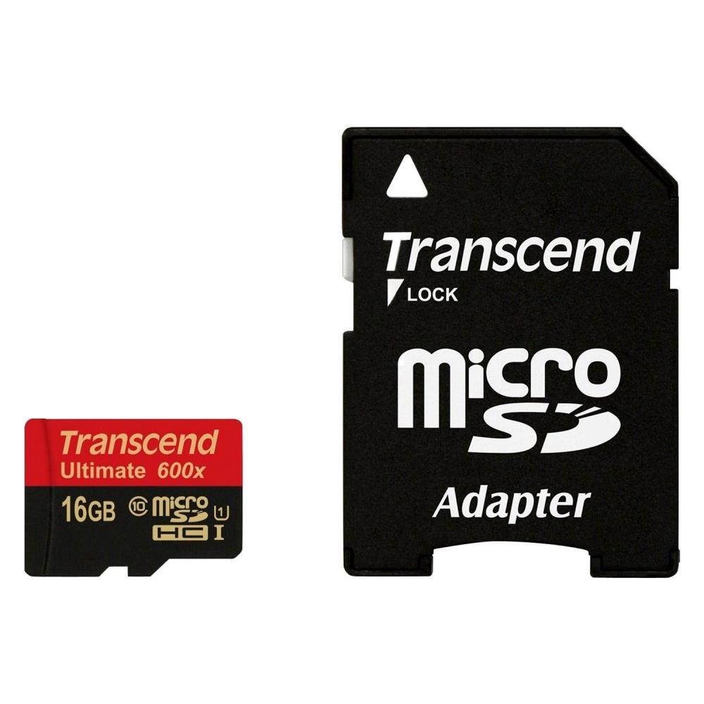 TRANSCEND Scheda microSD 16 GB Class 10 Serie UHS-I 600x (Ultimate) Adattatore SD Incluso