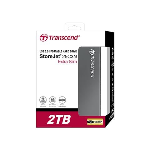 TRANSCEND Hard Disk Portatile StoreJet 25C3 2TB Interfaccia USB 3.2 Grigio