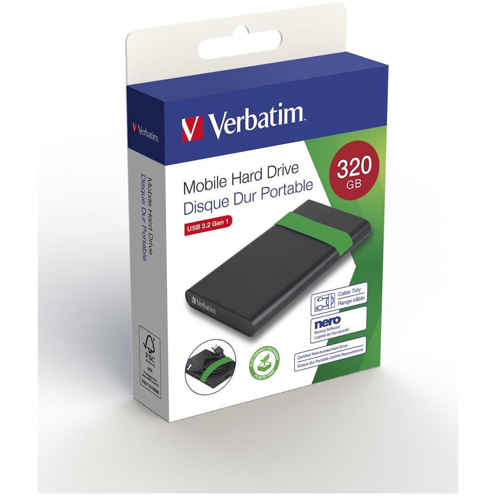 Verbatim 53110 disco rigido esterno 320 GB Nero, Verde