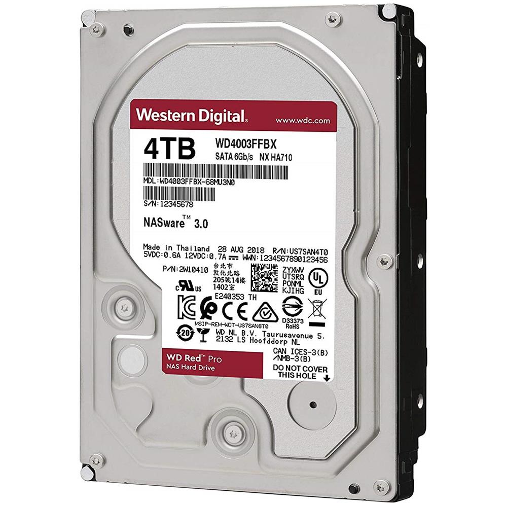 WESTERN DIGITAL Hard Disk per NAS Red Pro 4 TB 3.5" Interfaccia SATA 6 Gb / s Buffer 256 MB 7200 Rpm